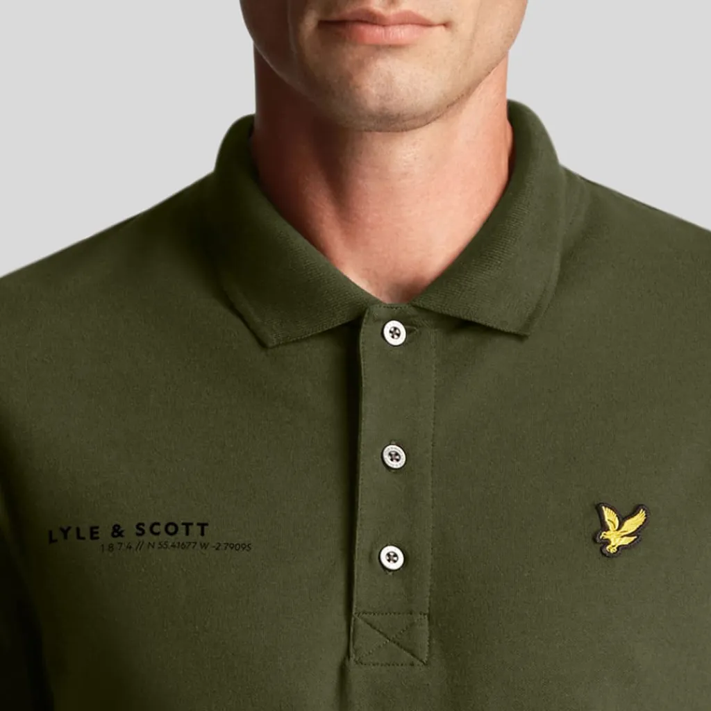 Polo Shirts*Lyle And Scott Co-Ordinate Print Plain Polo Shirt in olive