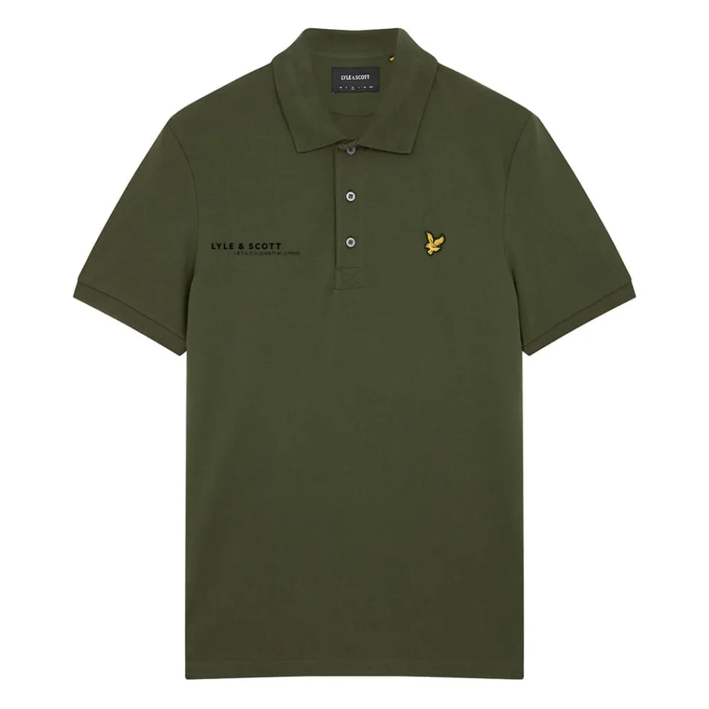 Polo Shirts*Lyle And Scott Co-Ordinate Print Plain Polo Shirt in olive