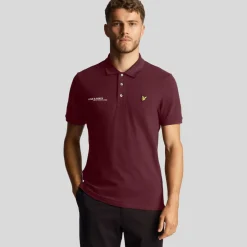 Polo Shirts*Lyle And Scott Co-Ordinate Print Plain Polo Shirt in Burgundy