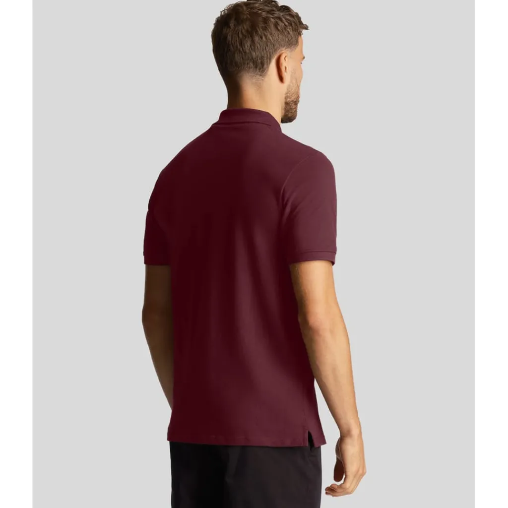 Polo Shirts*Lyle And Scott Co-Ordinate Print Plain Polo Shirt in Burgundy