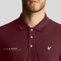 Polo Shirts*Lyle And Scott Co-Ordinate Print Plain Polo Shirt in Burgundy