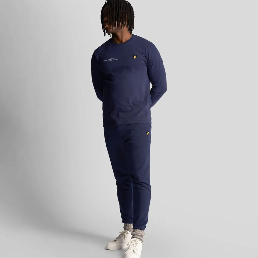 T-Shirts And Vests*Lyle And Scott Co-Ordinate Print Plain Long Sleeve T-Shirt in Navy