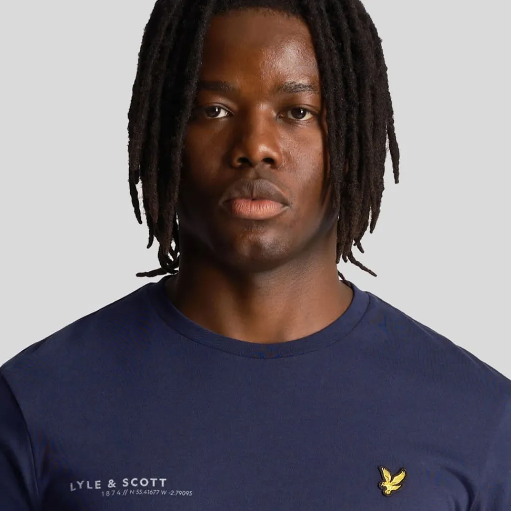 T-Shirts And Vests*Lyle And Scott Co-Ordinate Print Plain Long Sleeve T-Shirt in Navy