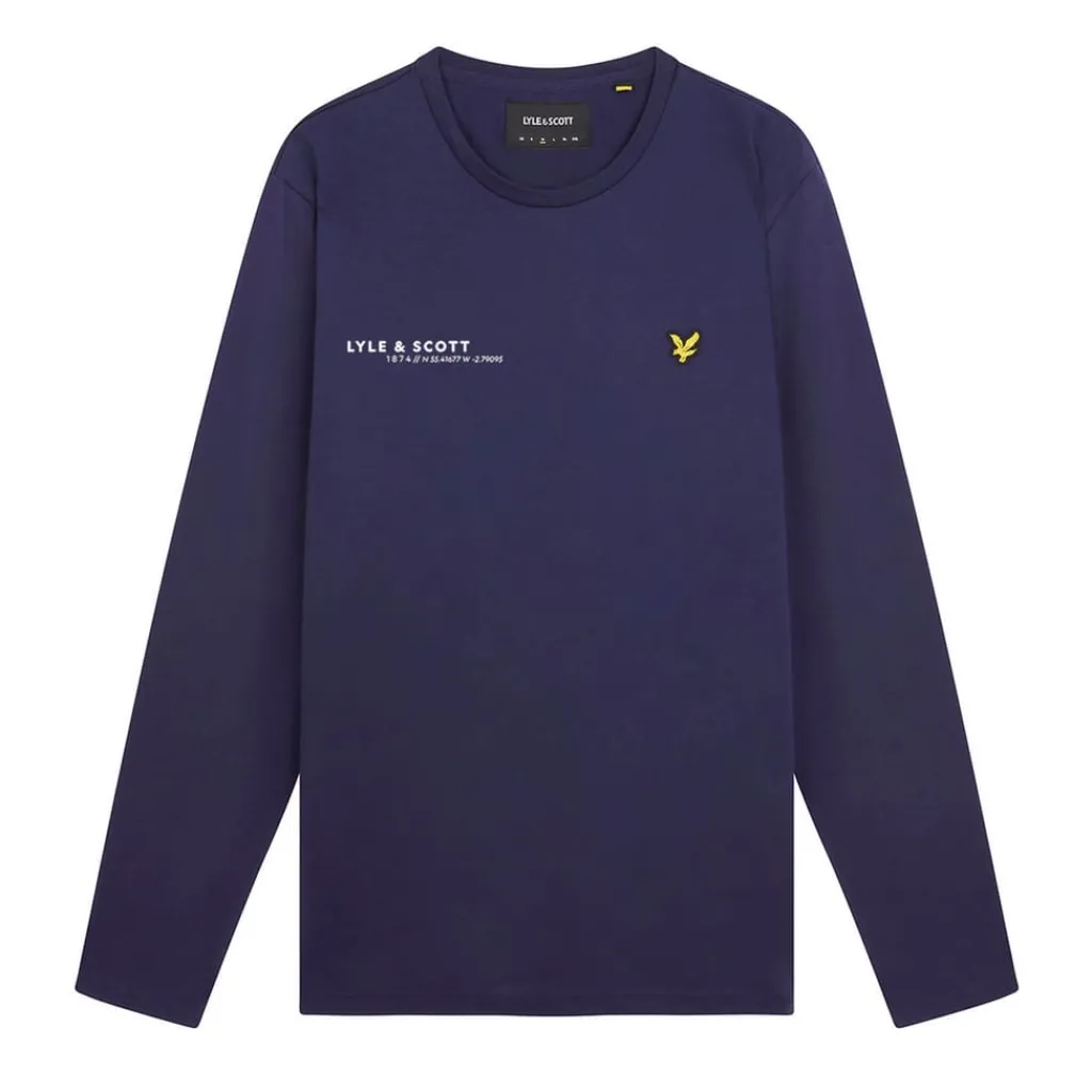 T-Shirts And Vests*Lyle And Scott Co-Ordinate Print Plain Long Sleeve T-Shirt in Navy