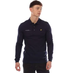 Polo Shirts|T-Shirts And Vests*Lyle And Scott Co-Ordinate Print Long Sleeve Polo Shirt in Navy