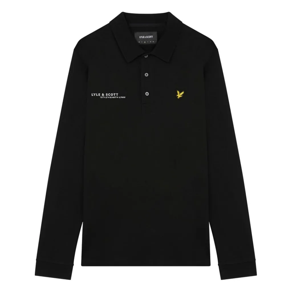 Polo Shirts*Lyle And Scott Co-Ordinate Print Long Sleeve Polo Shirt in Black