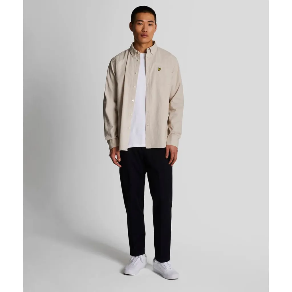 Shirts*Lyle And Scott Cotton Linen Button Down Shirt in Cream