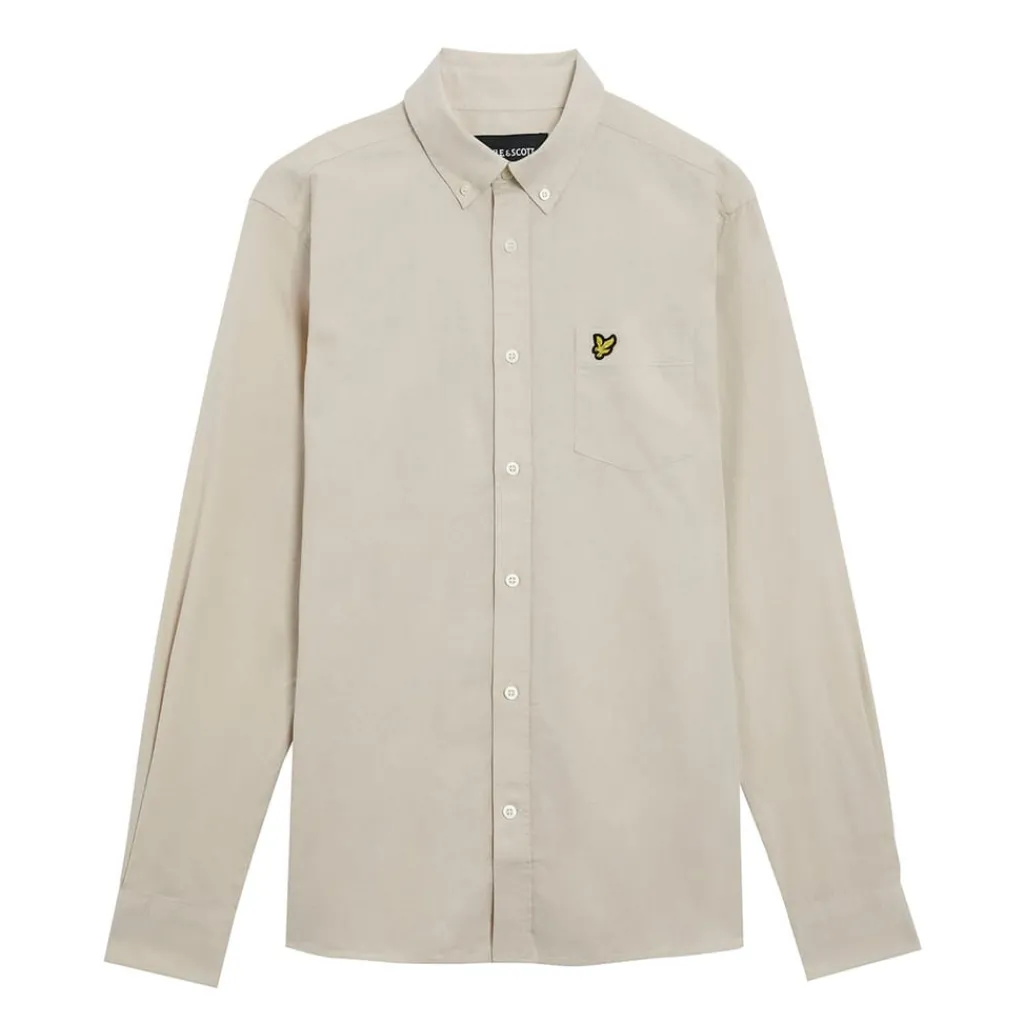 Shirts*Lyle And Scott Cotton Linen Button Down Shirt in Cream