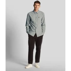 Shirts*Lyle And Scott Cotton Linen Button Down Shirt in Blue