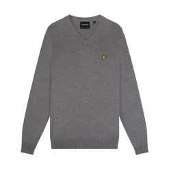 Knitwear*Lyle And Scott Cotton Merino V-Neck Sweater in Grey