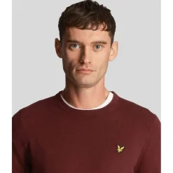 Knitwear*Lyle And Scott Cotton Merino Crewneck Sweater in Burgundy