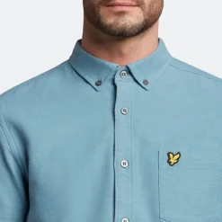 Shirts*Lyle And Scott Cotton Slub Short Sleeve Shirt in Blue