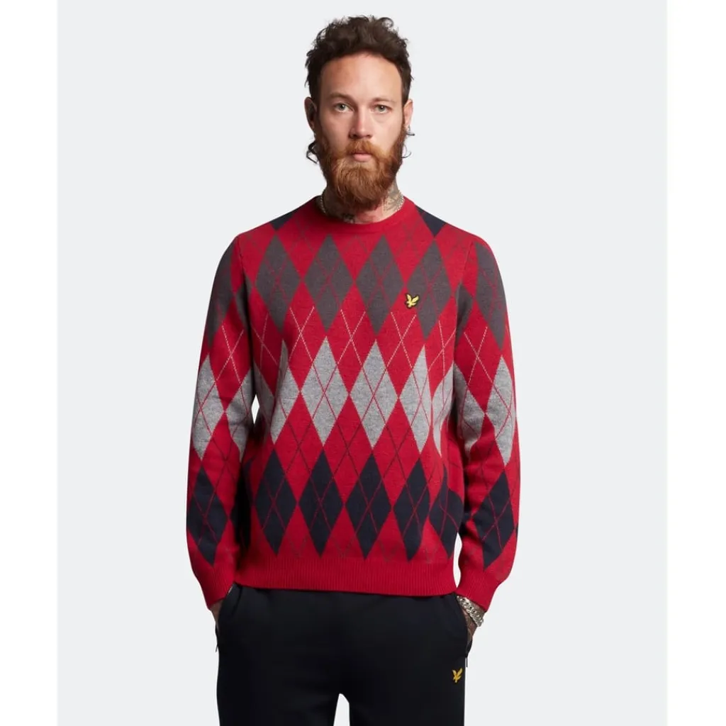 Knitwear*Lyle And Scott Crew Neck Jumper in Red