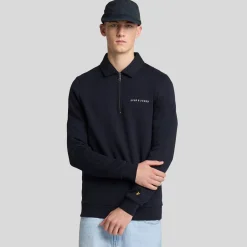Sweatshirts*Lyle And Scott Embroidered Collared Quarter Zip Sweatshirt in Navy
