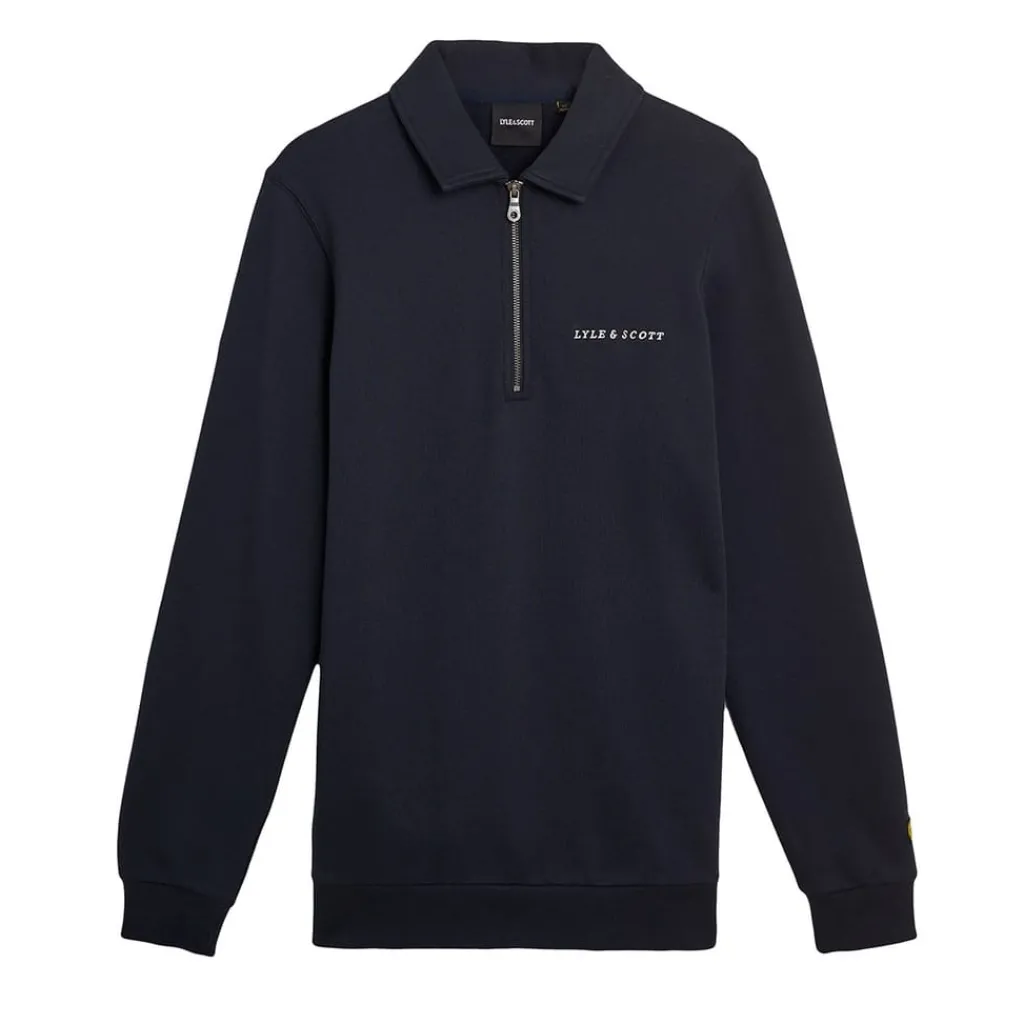 Sweatshirts*Lyle And Scott Embroidered Collared Quarter Zip Sweatshirt in Navy