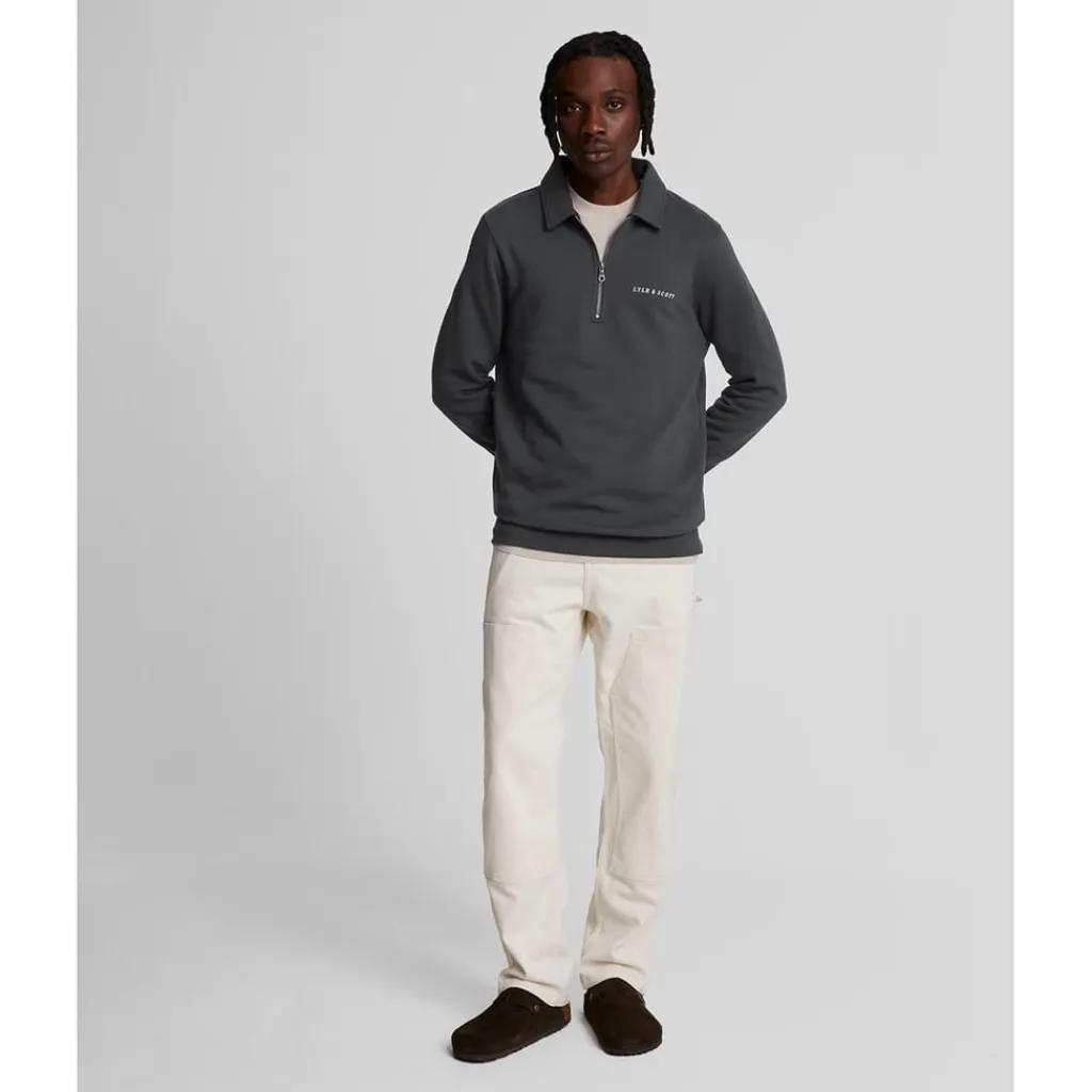 Sweatshirts*Lyle And Scott Embroidered Collared Quarter Zip Sweatshirt in Gunmetal
