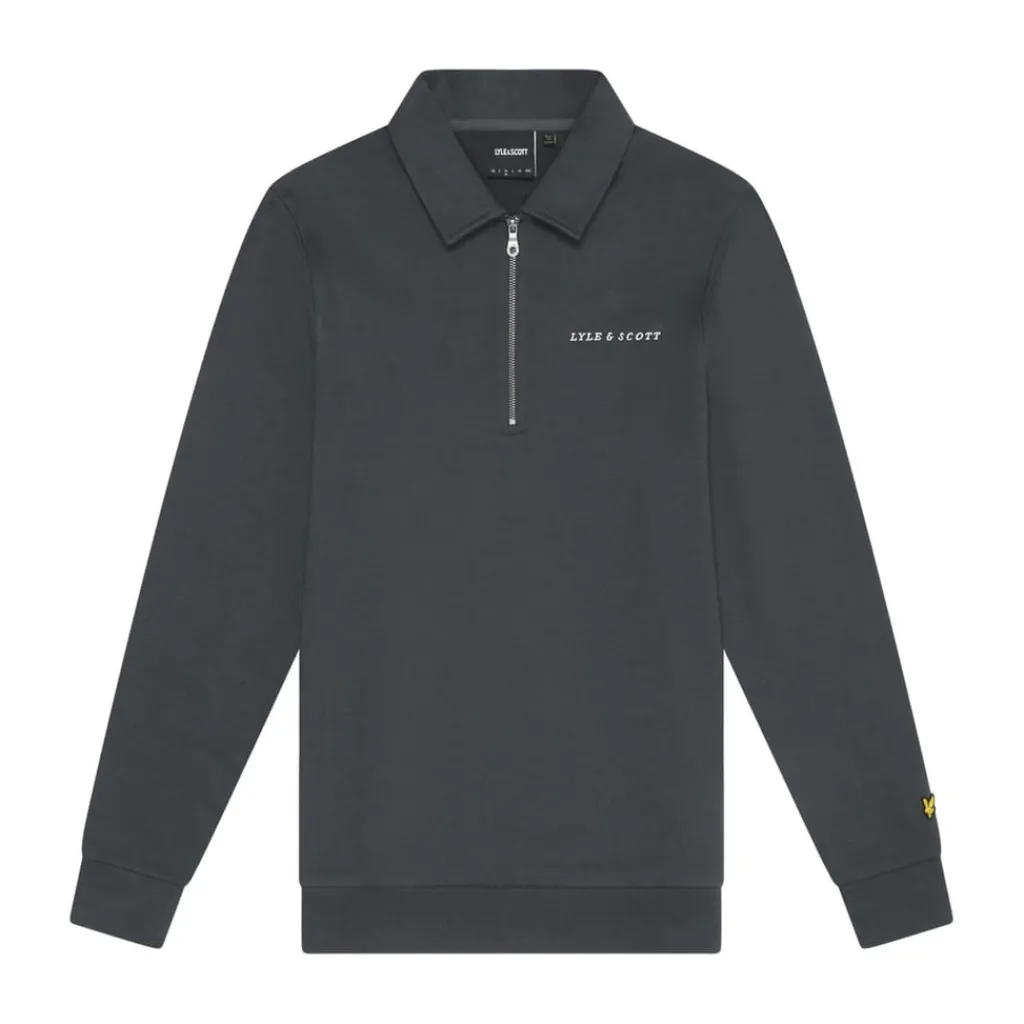 Sweatshirts*Lyle And Scott Embroidered Collared Quarter Zip Sweatshirt in Gunmetal