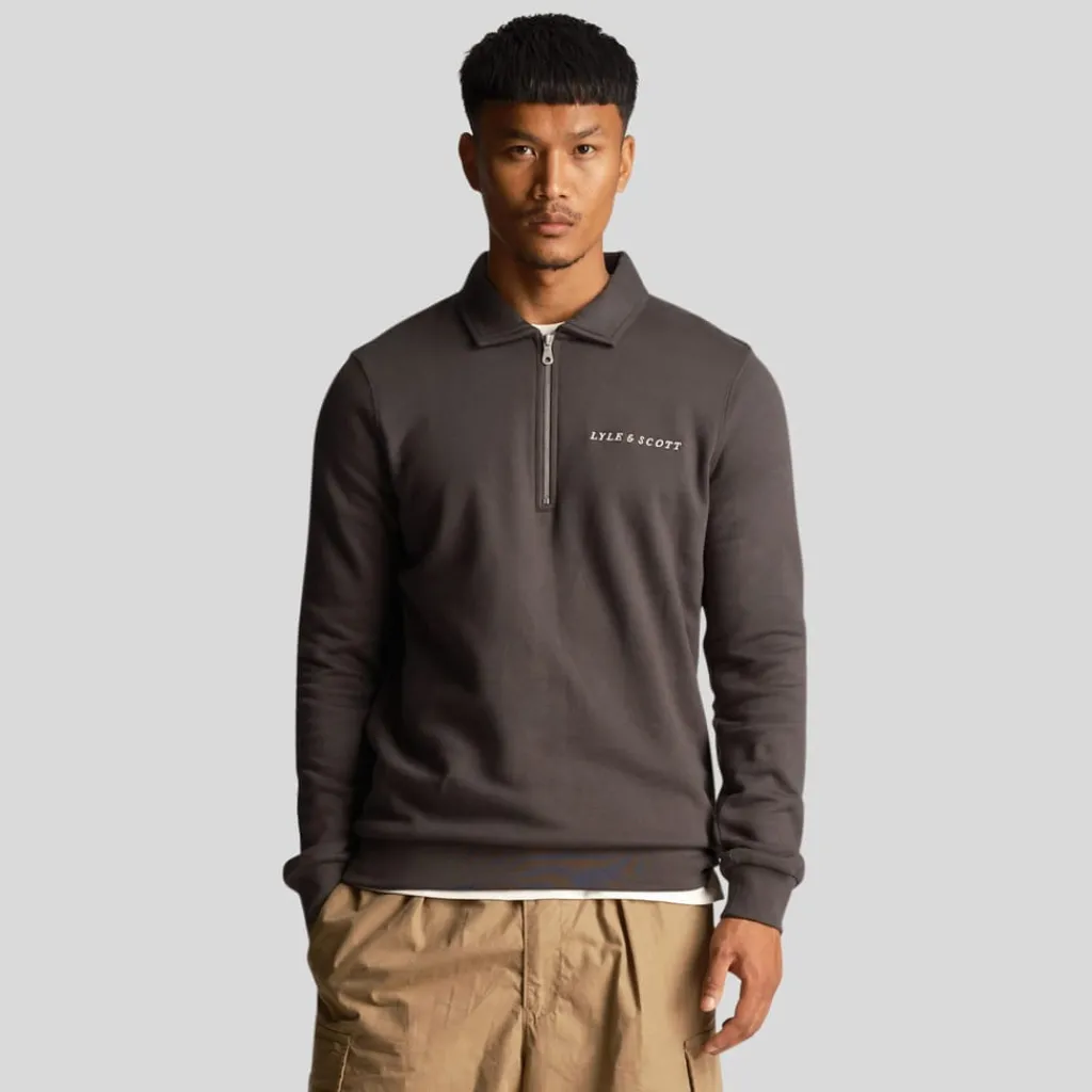 Sweatshirts*Lyle And Scott Embroidered Collared Quarter Zip Sweatshirt in Gunmetal