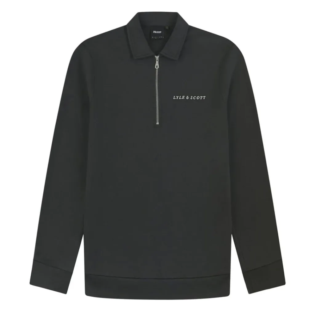 Sweatshirts*Lyle And Scott Embroidered Collared Quarter Zip Sweatshirt in Gunmetal