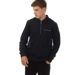 Sweatshirts*Lyle And Scott Embroidered Collared Quarter Zip Sweatshirt in Navy