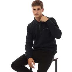 Sweatshirts*Lyle And Scott Embroidered Collared Quarter Zip Sweatshirt in Navy