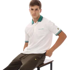 Polo Shirts*Lyle And Scott Embroidered Tipped Polo Shirt in White