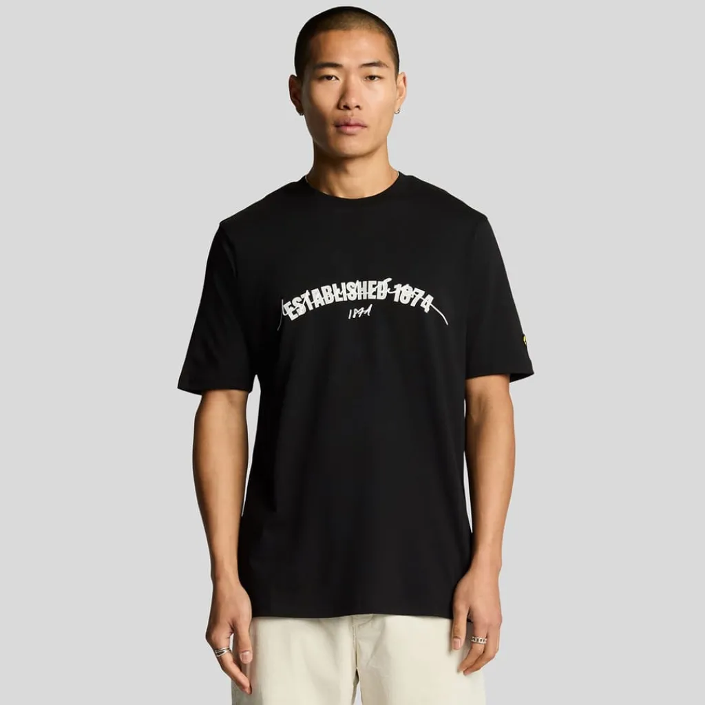 T-Shirts And Vests*Lyle And Scott Established 1874 Graphic T-Shirt in Black