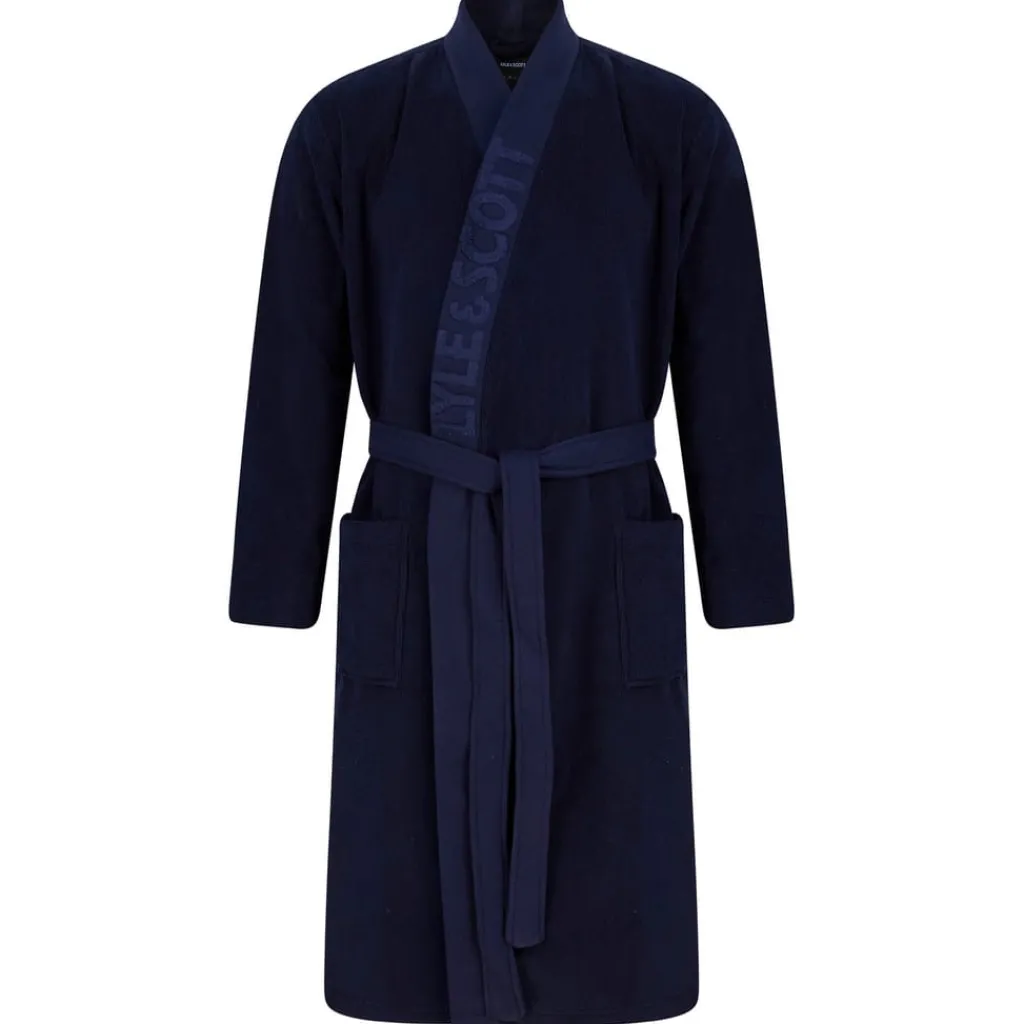 Underwear And Socks*Lyle And Scott Jacquard Text Dressing Gown in Blue