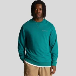 Sweatshirts*Lyle And Scott Loopback Embroidered Crewneck Sweatshirt in Green