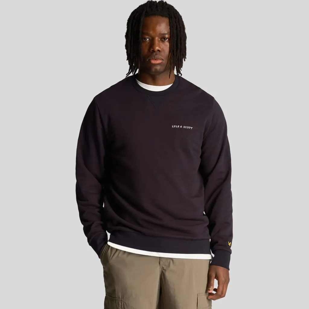 Sweatshirts*Lyle And Scott Loopback Embroidered Crewneck Sweatshirt in Navy