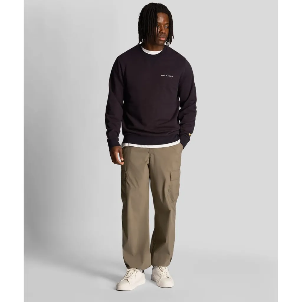 Sweatshirts*Lyle And Scott Loopback Embroidered Crewneck Sweatshirt in Navy