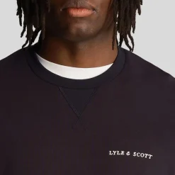 Sweatshirts*Lyle And Scott Loopback Embroidered Crewneck Sweatshirt in Navy