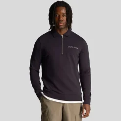 Sweatshirts*Lyle And Scott Loopback Embroidered Collared Sweatshirt in Navy