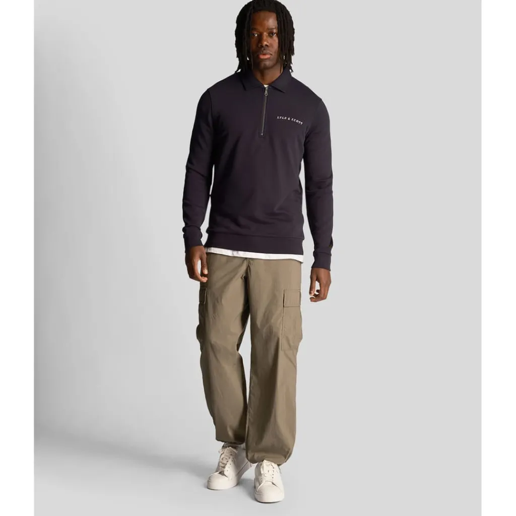 Sweatshirts*Lyle And Scott Loopback Embroidered Collared Sweatshirt in Navy