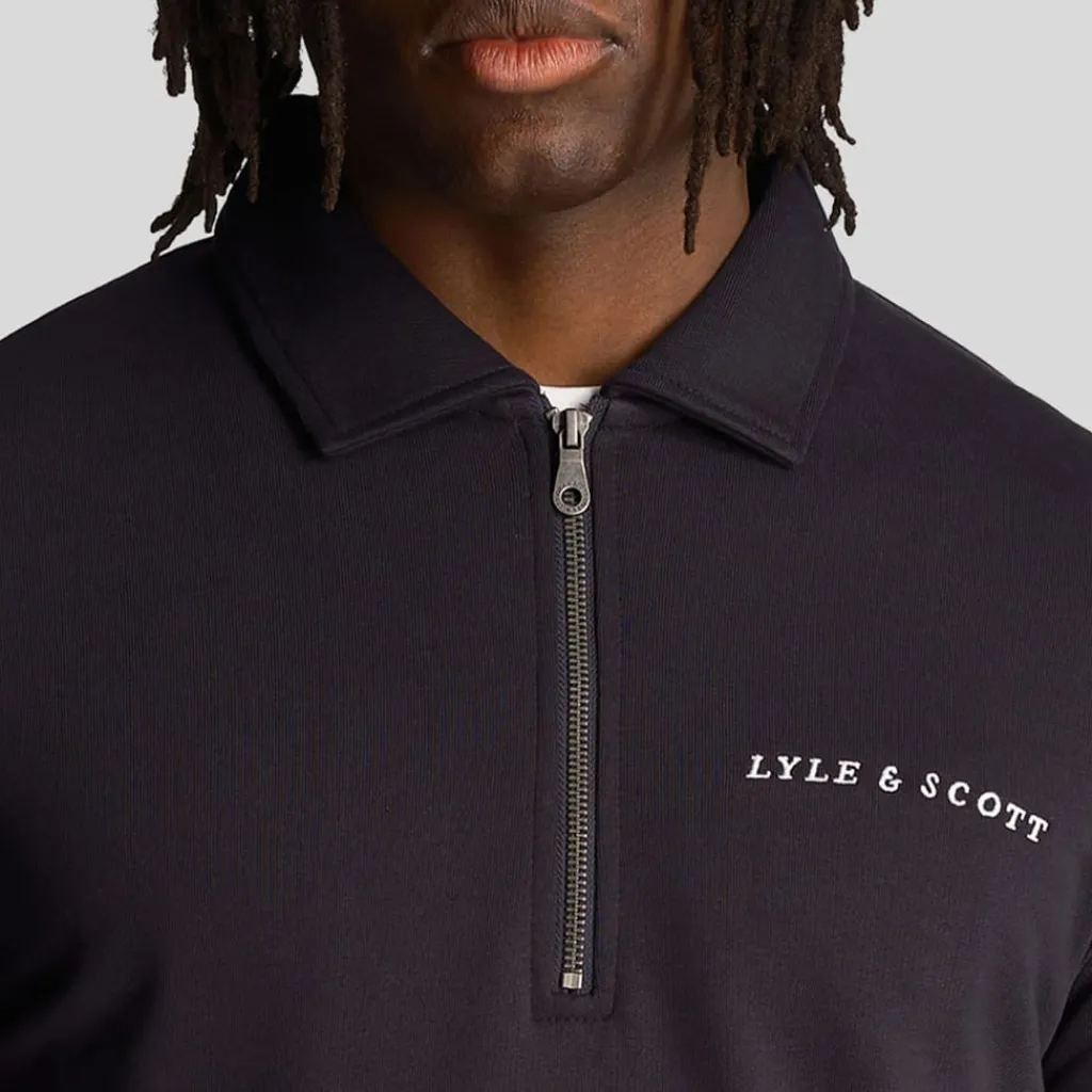 Sweatshirts*Lyle And Scott Loopback Embroidered Collared Sweatshirt in Navy