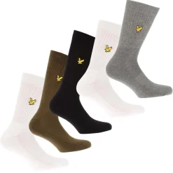 Gifts|Underwear And Socks*Lyle And Scott Mens 5 Pack Sport Socks in Black-White