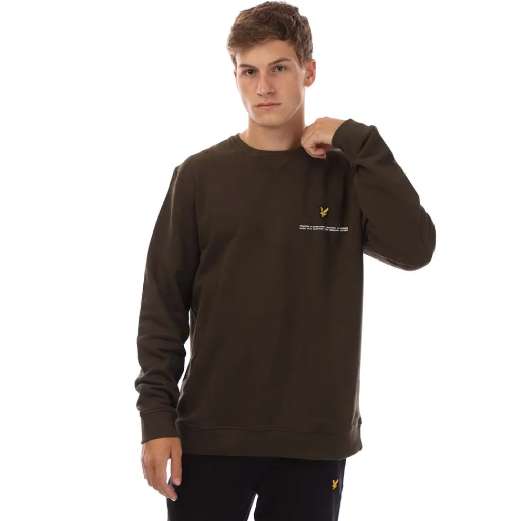 Sweatshirts*Lyle And Scott Organic Print Crew Neck Sweatshirt in olive