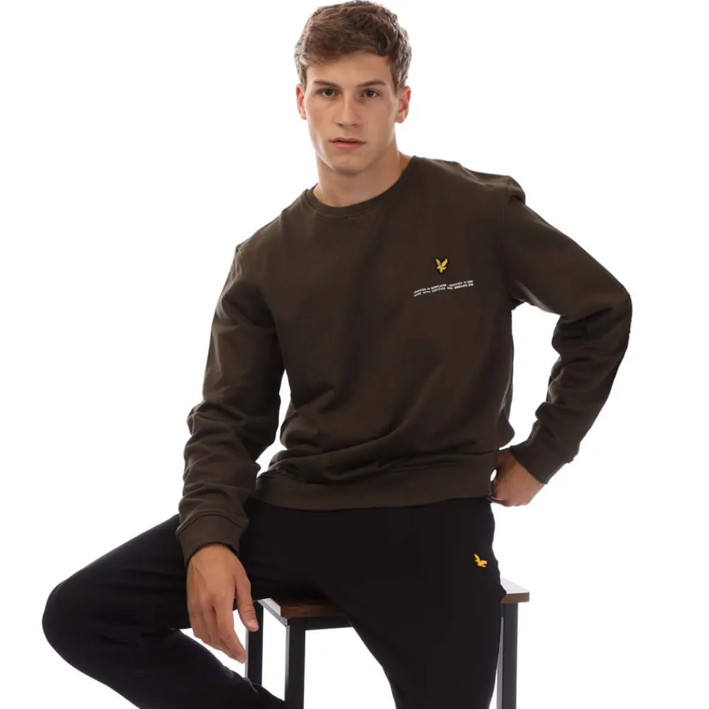 Sweatshirts*Lyle And Scott Organic Print Crew Neck Sweatshirt in olive