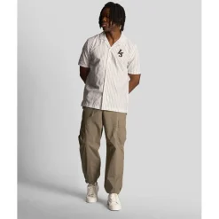 Shirts*Lyle And Scott Pinstripe Revere Collar Shirt in White