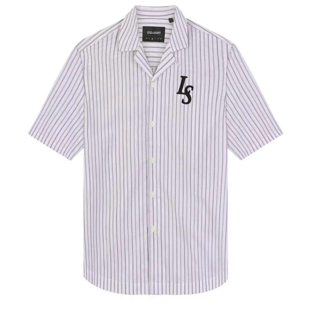Shirts*Lyle And Scott Pinstripe Revere Collar Shirt in White