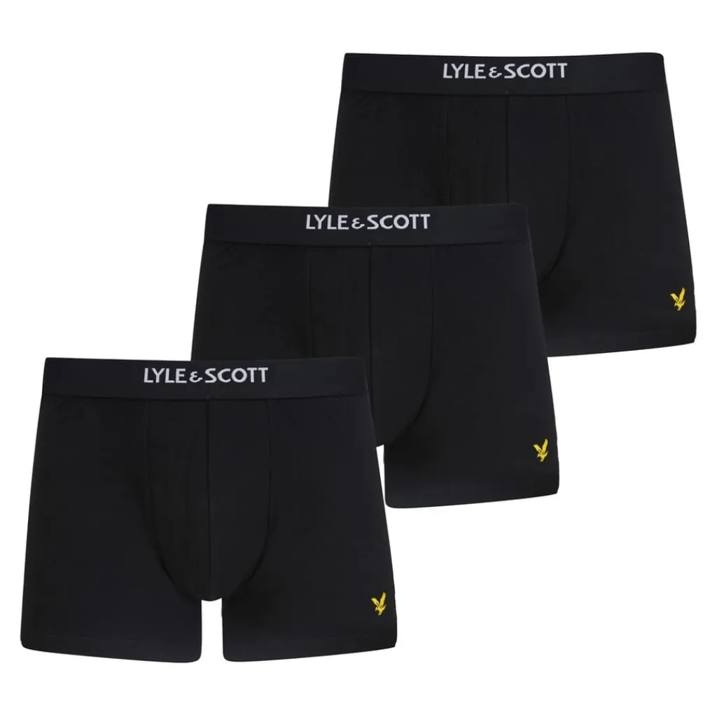 Underwear And Socks*Lyle And Scott 3pk Cre Trunks in Black