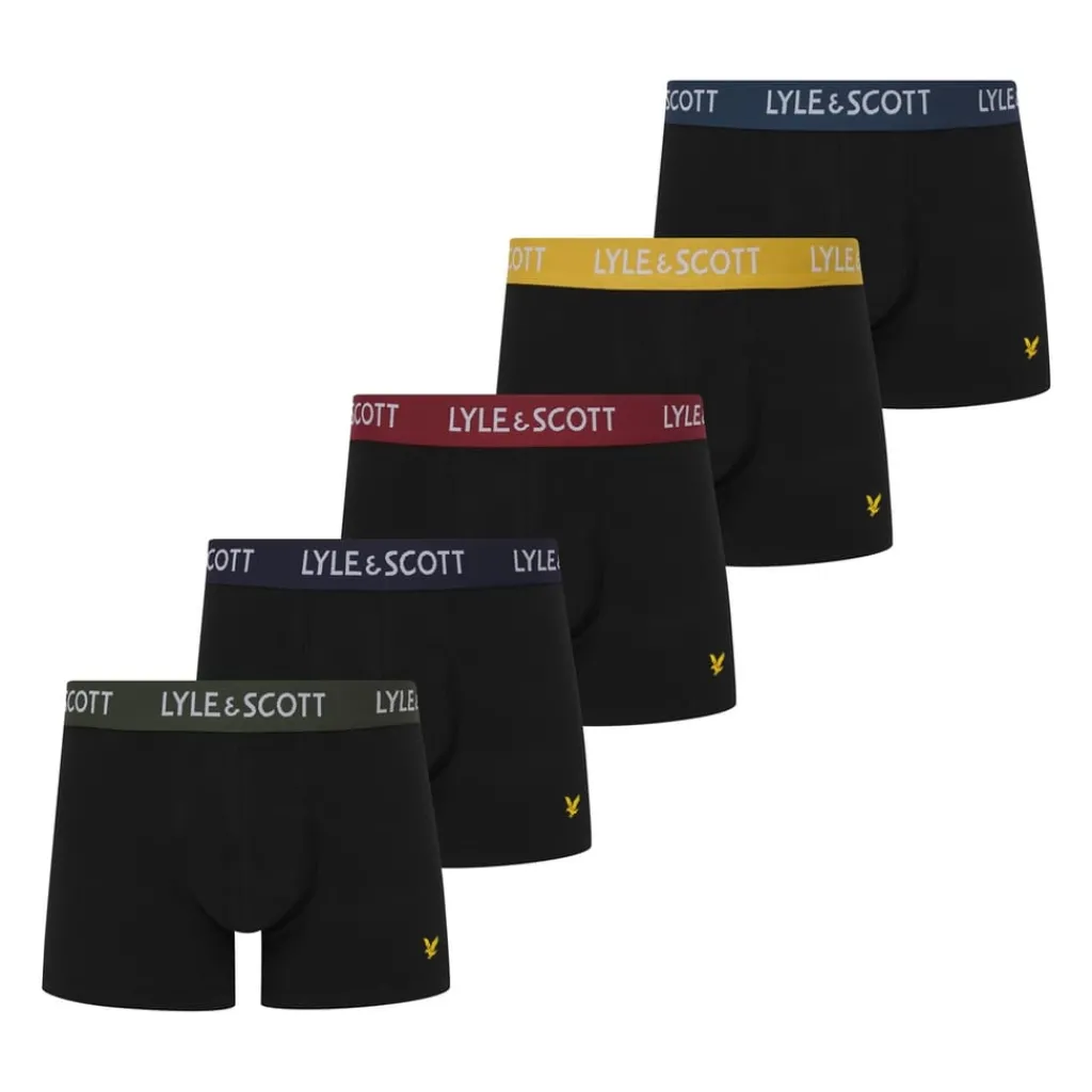 Underwear And Socks*Lyle And Scott 5pk Cre Trunks in Black