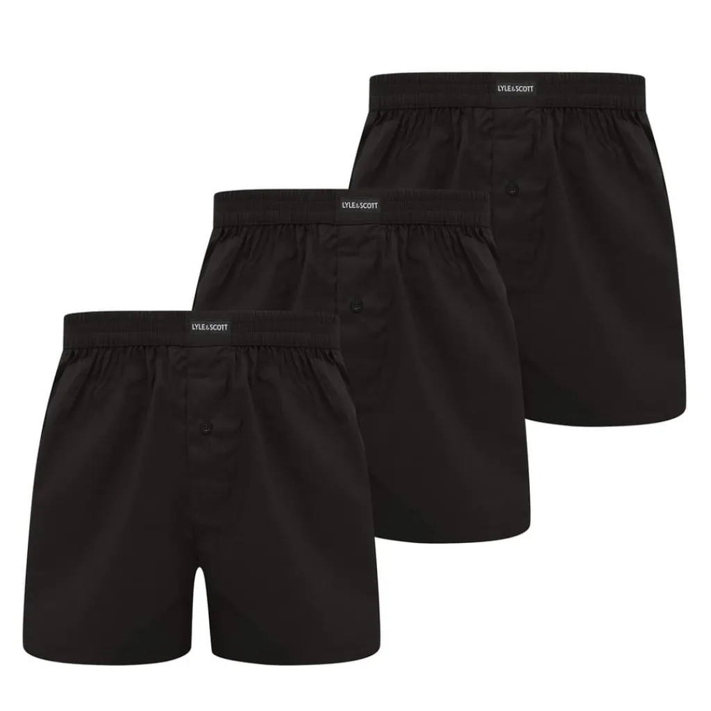 Underwear And Socks*Lyle And Scott 3pk Wvn Boxer in Black