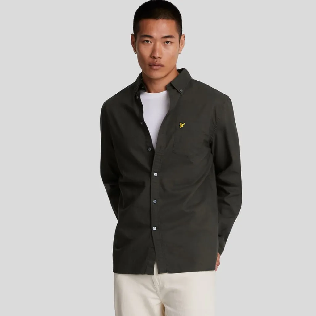 Shirts*Lyle And Scott Plain Oxford Shirt in Gunmetal