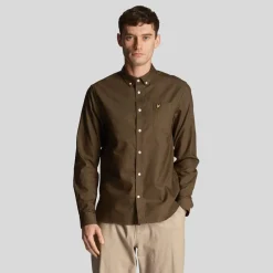 Shirts*Lyle And Scott Regular Fit Light Weight Oxford Shirt in olive