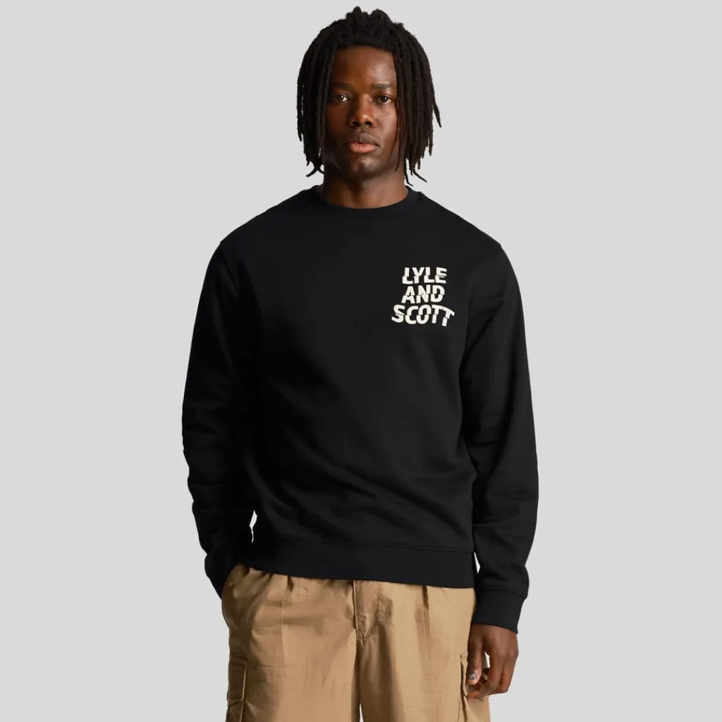 Sweatshirts*Lyle And Scott Ripple Logo Crewneck Sweatshirt in Black
