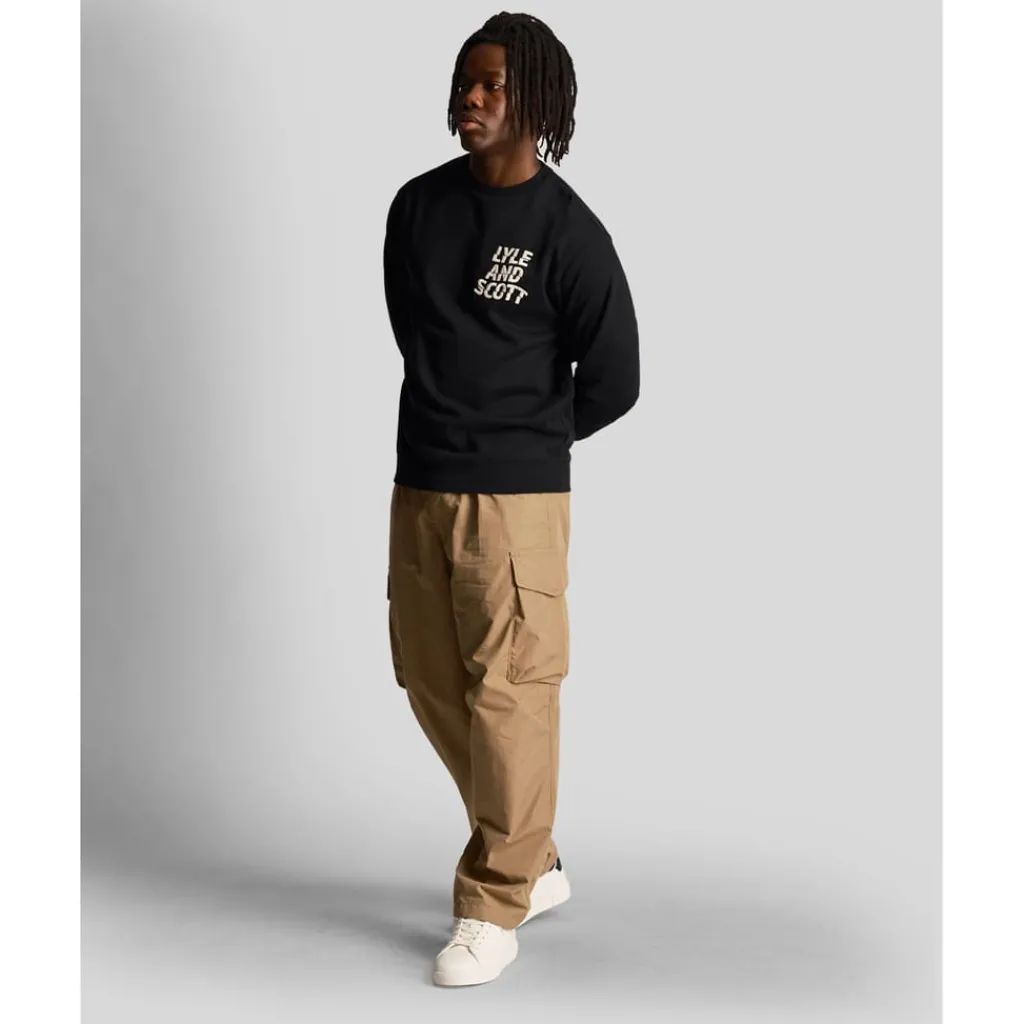 Sweatshirts*Lyle And Scott Ripple Logo Crewneck Sweatshirt in Black