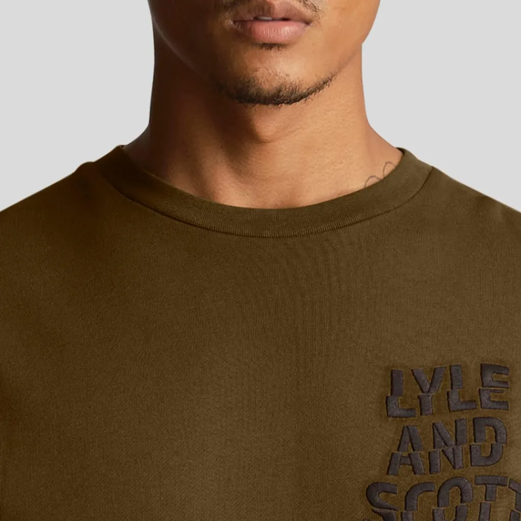 Sweatshirts*Lyle And Scott Ripple Logo Crewneck Sweatshirt in olive