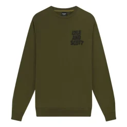 Sweatshirts*Lyle And Scott Ripple Logo Crewneck Sweatshirt in olive