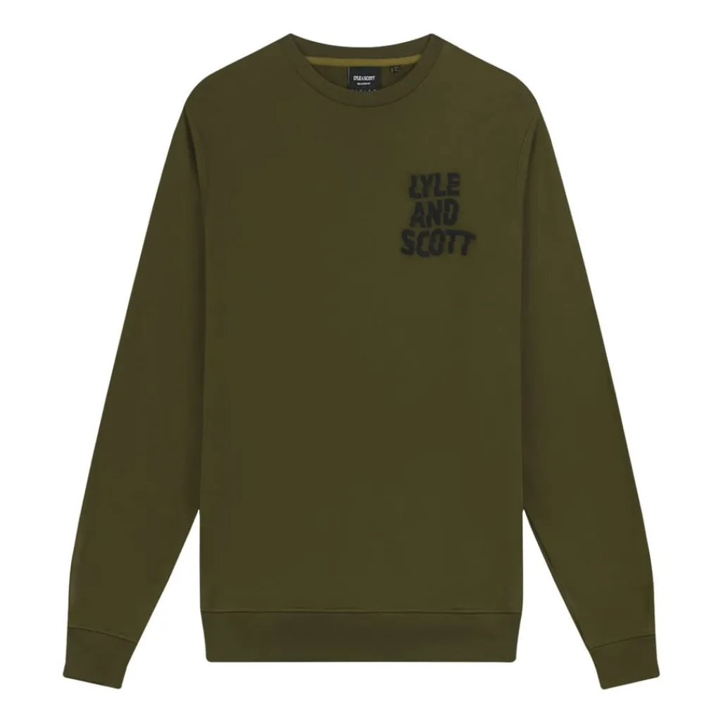 Sweatshirts*Lyle And Scott Ripple Logo Crewneck Sweatshirt in olive